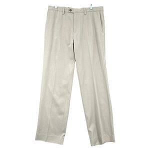 Tommy Bahama Silk Beige Flat‎ Front Belt Loops Formal Trousers Mens Size 35x32